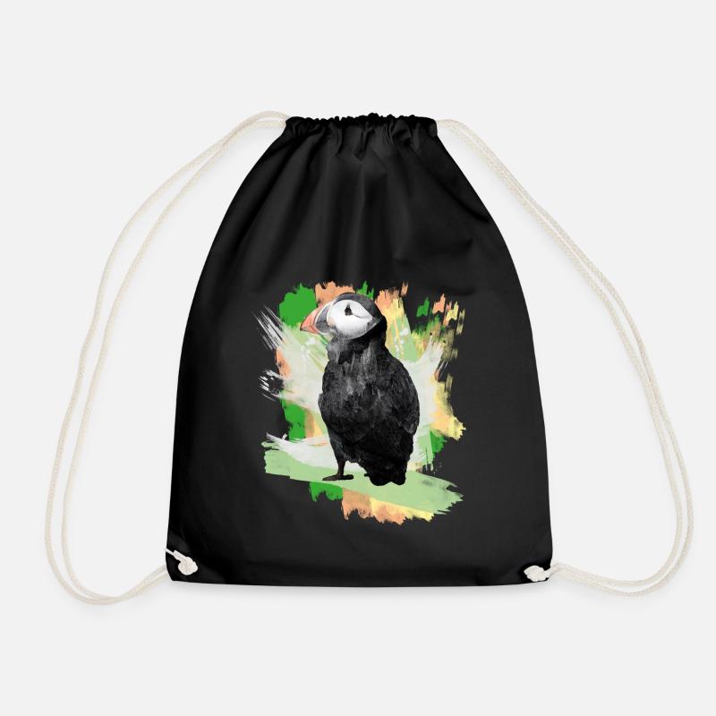 Puffin Grafitti - Drawstring Bag - black