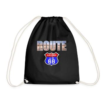 Route 66 - Drawstring Bag - black - Front