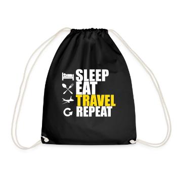 Eat sleep travel repeat - Drawstring Bag - black - Front
