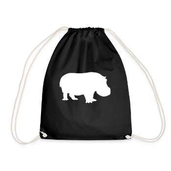 Hippo Nilpferd Flusspferd - Turnbeutel - Schwarz - Vorne