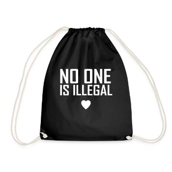 no one is illegal - Drawstring Bag - black - Front