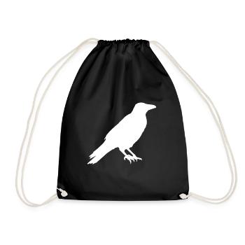 Crow - raven - bird silhouette - Drawstring Bag - black - Front
