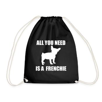 French Bulldog - Sac de sport léger - noir - Devant