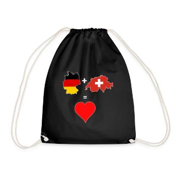Deutschland Schweiz Herz Liebe Heimat Geschenk - Turnbeutel - Schwarz - Vorne