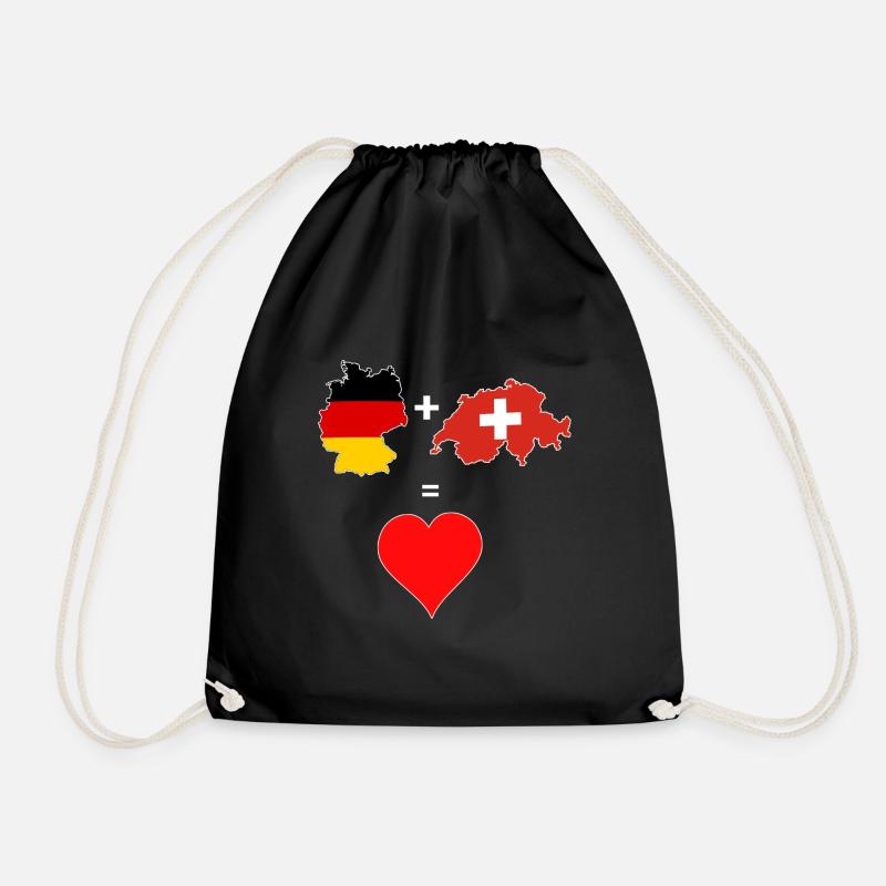 Deutschland Schweiz Herz Liebe Heimat Geschenk - Turnbeutel - Schwarz