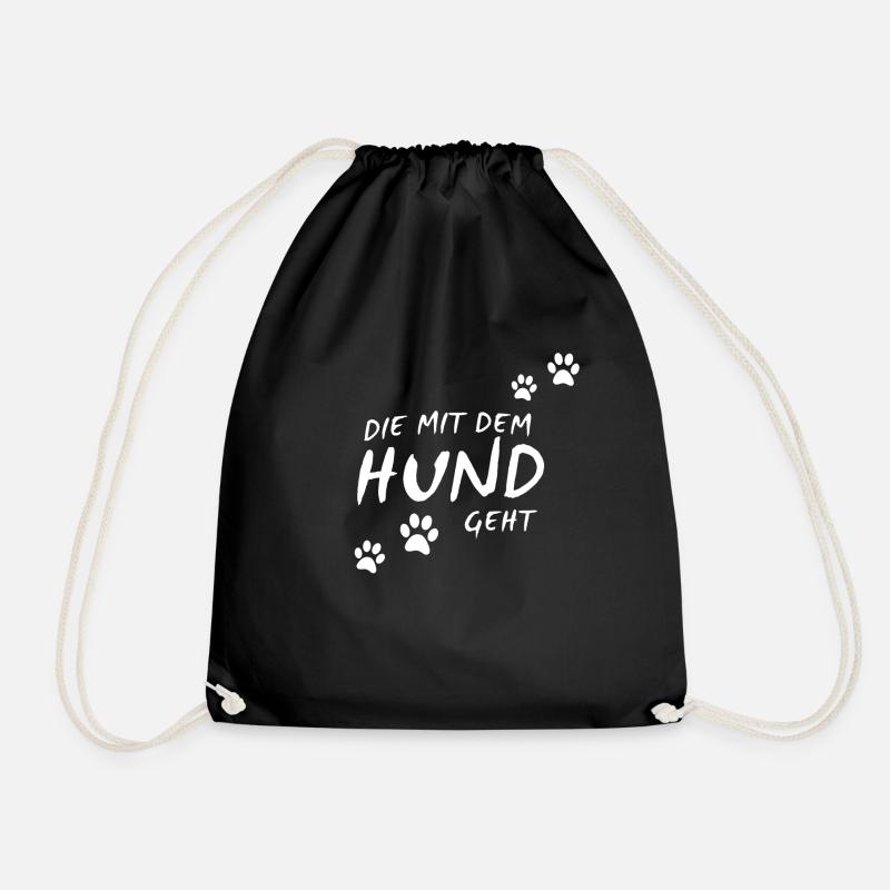 Die mit dem Hund geht - Turnbeutel - Schwarz
