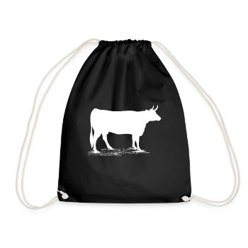cow - Drawstring Bag - black - Front