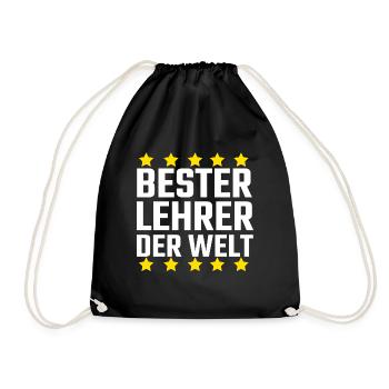 Beste Lehrer der Welt Geschenk für Lehrer Lehrerin - Turnbeutel - Schwarz - Vorne