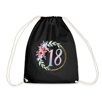 18 Geburtstag 18 Jahre 18er Geburtstag Geschenk - Turnbeutel - Schwarz - Vorne