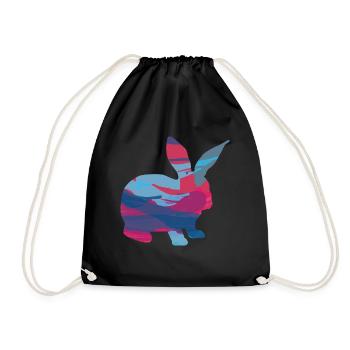 Rabbit Rabbit Rabbit - Drawstring Bag - black - Front