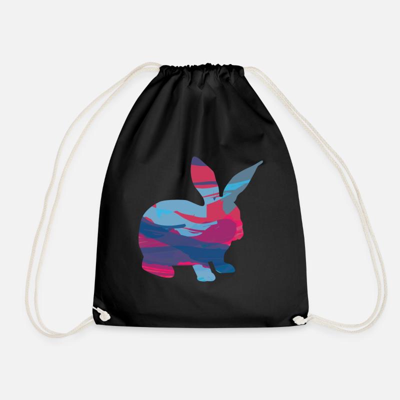 Rabbit Rabbit Rabbit - Drawstring Bag - black