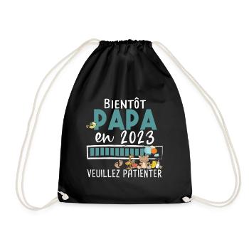 Papa 2023 Père Bébé Naissance Parent Fils Fille - Sac de sport léger - noir - Devant