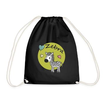 kleines Zebra - Turnbeutel - Schwarz - Vorne