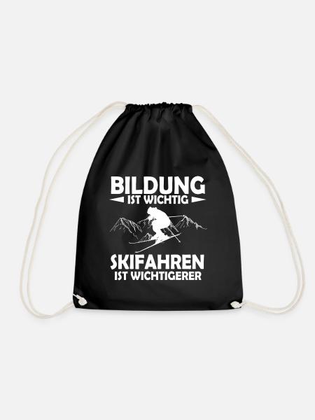 Bildung skifahren Winter Geschenk Urlaub Spruch - Turnbeutel - Schwarz