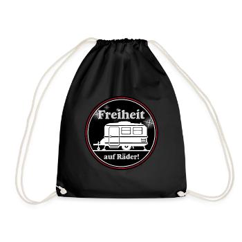 Caravan,Camping,Fun Shirt,Freedom (25) - Drawstring Bag - black - Front