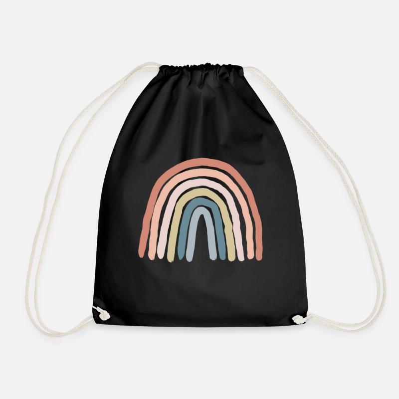 Regenbogen pastell - Turnbeutel - Schwarz