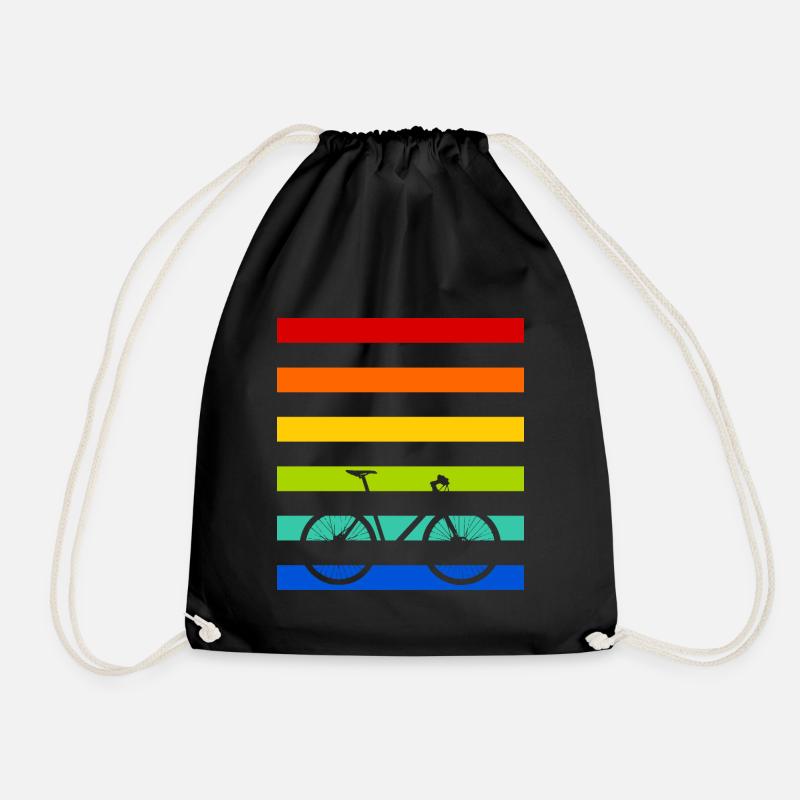 Fahrrad Regenbogen Streifen - Turnbeutel - Schwarz