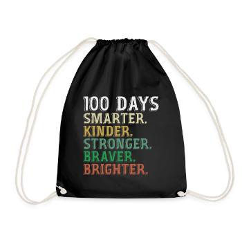 100 Days of School Smarter - 100th Days Of School - Drawstring Bag - black - Front