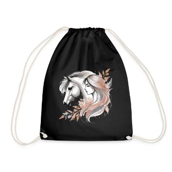Femme et Cheval Design Émotionnel Nature Élégance - Sac de sport léger - noir - Devant