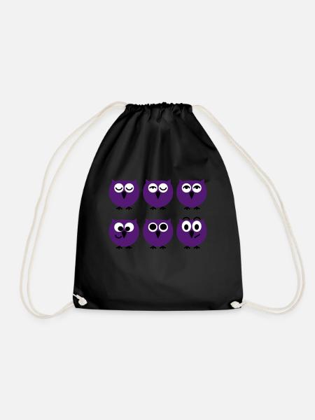 Lustige Eulen Gesichter | T-Shirts selbst gestalte - Turnbeutel - Schwarz