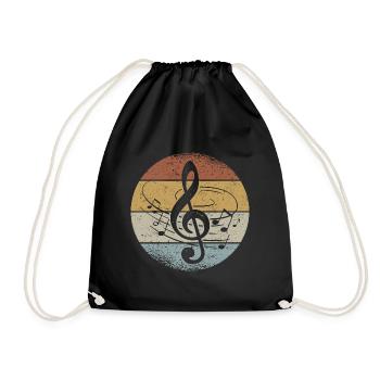 Violin Keys Musical Notes Retro Clef - Drawstring Bag - black - Front