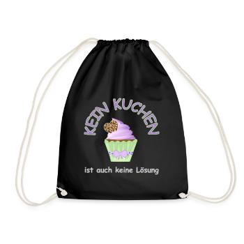 kein kuchen ist auch keine lösung - Drawstring Bag - black - Front