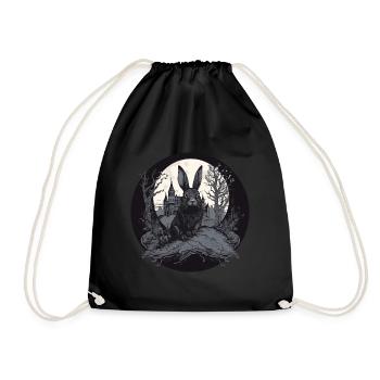 Rabbit Bunny Gothic Art - Drawstring Bag - black - Front