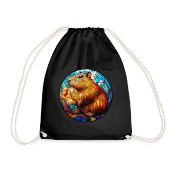 Mosaique Vitrail Capybara - Sac de sport léger - noir - Devant