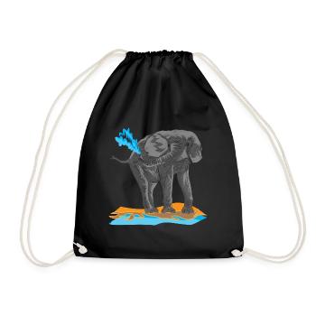 Elephant proboscis pachyderm africa ivory kenya - Drawstring Bag - black - Front