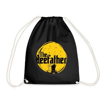 Le beefather - abeille miel apiculteur fleurs en nid d'abeille - Sac de sport léger - noir - Devant