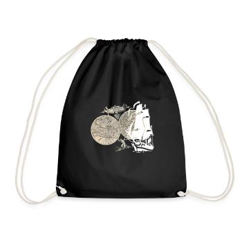 Ship + Map - Drawstring Bag - black - Front