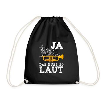 Ja Das Muss So Laut Lustige Blasmusik Trompete - Turnbeutel - Schwarz - Vorne