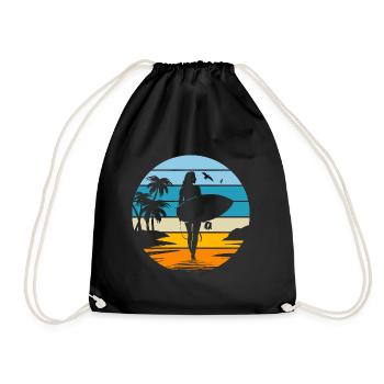 maman femme surfeuse cadeau femme sport surf - Sac de sport léger - noir - Devant