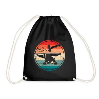 Retro Anvil Farrier Tool Blacksmith Anvil - Drawstring Bag - black - Front