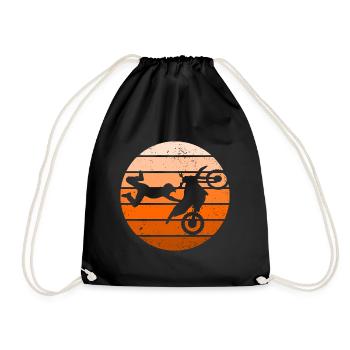 Motocross Dirt Bike Rider Motorcycle - Drawstring Bag - black - Front