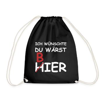 Ich wünschte du wärst Bier | Party, grillen - Turnbeutel - Schwarz - Vorne