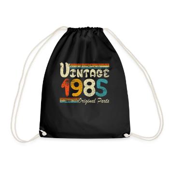 Vintage 1985 Gift - Drawstring Bag - black - Front