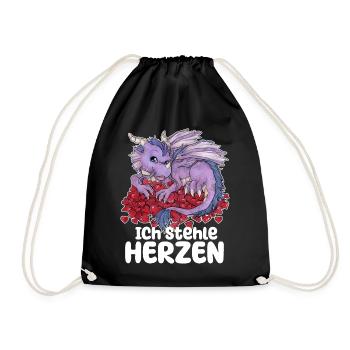 Ich stehe Herzen Süßer Drache auf Herzen Valentin - Turnbeutel - Schwarz - Vorne