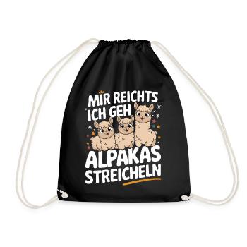 Alpaca llama alpacas animal - Drawstring Bag - black - Front