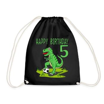 Dinosaure Rex Football 5 Joyeux Anniversaire Vert - Sac de sport léger - noir - Devant