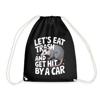 Opossum Possum Animal - Drawstring Bag - black - Front