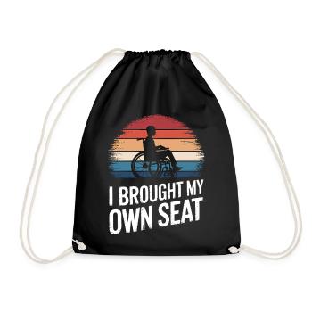 Wheelchair Wheelchair Disabled Humor - Drawstring Bag - black - Front