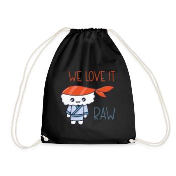Kawaii Japanese Food Salmon Salmon Sushi Roll - Drawstring Bag - black - Front