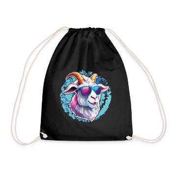 Cooler Ziegenbock mit Sonnenbrille auf Farbklecks - Turnbeutel - Schwarz - Vorne