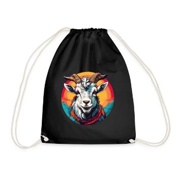 Goat portrait on colorful color wheel - Drawstring Bag - black - Front