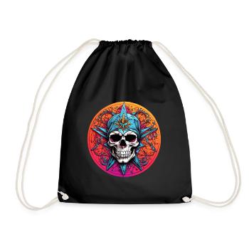 Motif décoratif de crâne coloré dans le style gothique - Sac de sport léger - noir - Devant