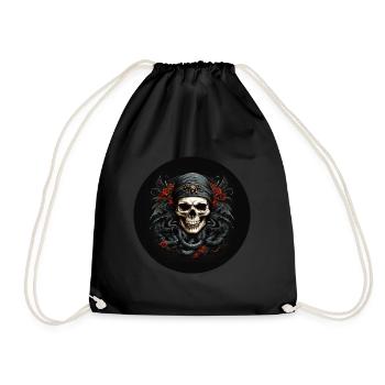 Crâne décoratif avec serpents - Sac de sport léger - noir - Devant