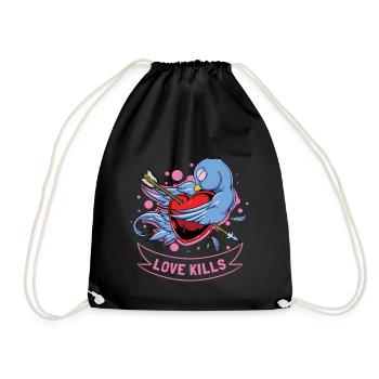 Loves kills. L’amour. Cœur percé avec flèche - Sac de sport léger - noir - Devant