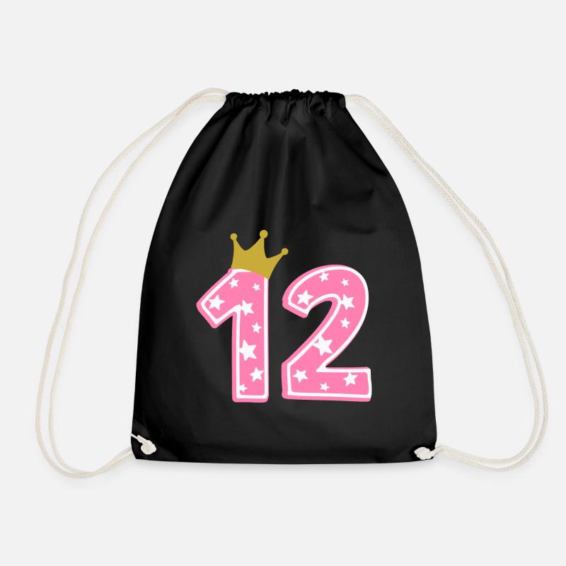 12 Krone 12. Geburtstag 12 Jahre - Turnbeutel - Schwarz