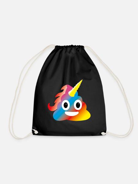 Einhorn Kaka Emoji - Turnbeutel - Schwarz